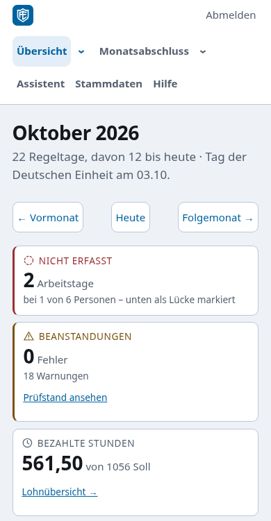 Dieselbe Übersicht auf dem Handy.